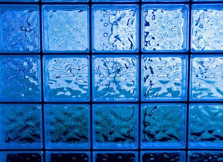 Abstract of a Blue-tone Glass Block Window Frameの写真素材