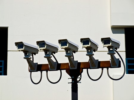 Group of Five Security Cameras Performing Surveillance 