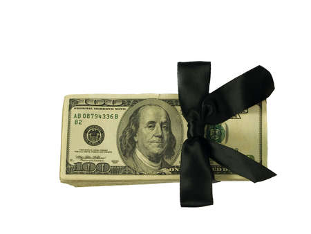 Money Bundle in a Black Ribbon $100 Bills