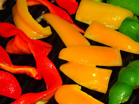 Fresh Grilled Bell Peppers and Onions on the Barbecueの写真素材