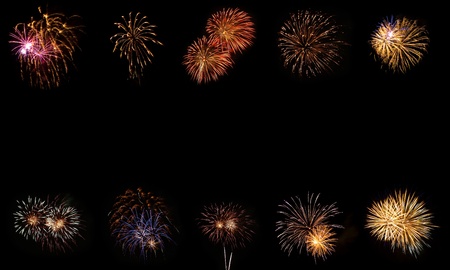 Long Exposure of Fireworks Frame Against a Black Skyの写真素材