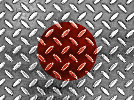 Japanese Flag On a Diamond Metal Textureの写真素材