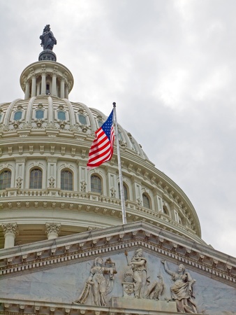 United States Capitol Building in Washington DC with American Flagのeditorial素材