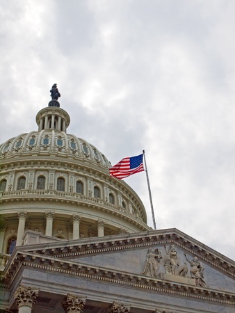United States Capitol Building in Washington DC with American Flagのeditorial素材