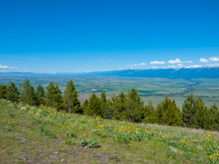 Mountain and Valley View from the National Bison Refuge in Montana USAの写真素材