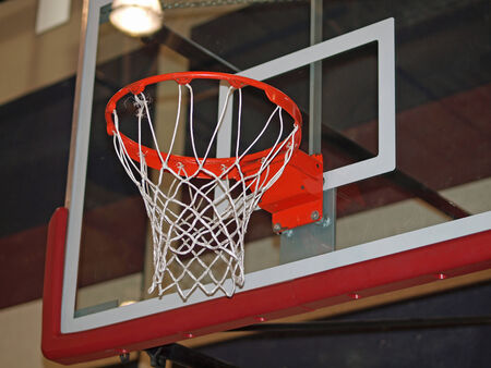 Closeup of a Basketball Hoop and Backboard