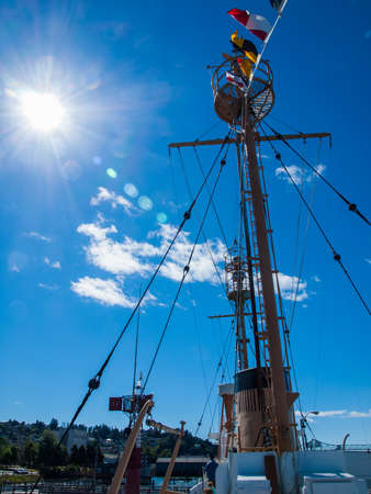 Columbia Lightship Main Light with Nautical Flags Hanging with Sunshineのeditorial素材