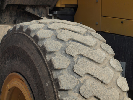 Close Up of a Construction Vehicles Tires Treads