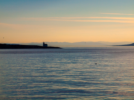 Patos Island Lighthouse in Washington, USA at Duskの写真素材