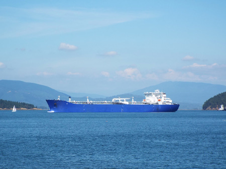 Large Cargo Ship in the Puget Sound Washington USAの写真素材
