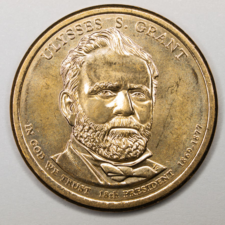 US Gold Presidential Dollar Featuring Ulysses S Grantの写真素材
