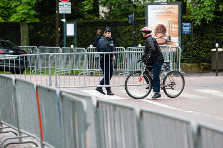 Security - French police control on the streetのeditorial素材