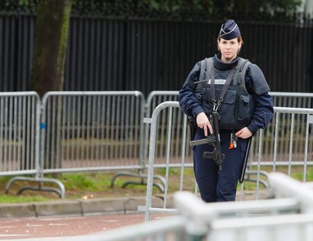 Security - French police control on the street