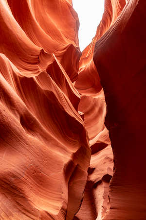 view from bottom of lower antelope canyonの写真素材
