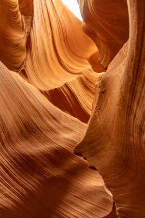 view from bottom of lower antelope canyonの写真素材