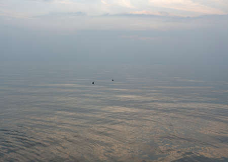 sun set at lake in italyの写真素材