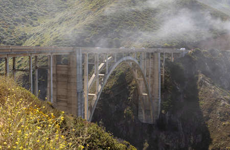 famous bridge on highway 1 in californiaの写真素材