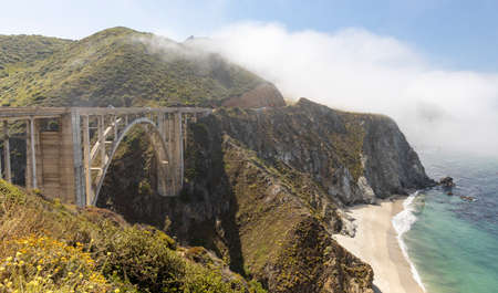 famous bridge on highway 1 in californiaの写真素材