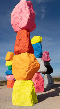 colored rocks in desert of nevadaの写真素材
