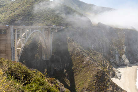 famous bridge on highway 1 in californiaの写真素材
