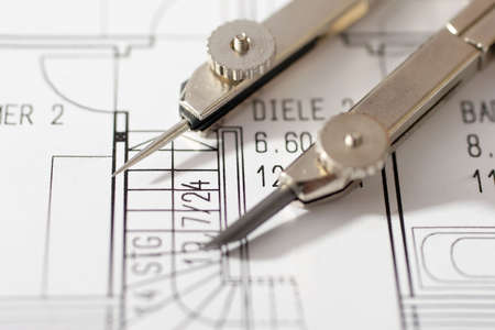 compasss on floorplan, close up