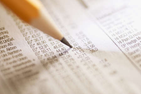 marking stock index in a news paperの写真素材