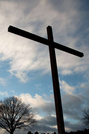 Large Cross Over Sky With Cloudsの写真素材