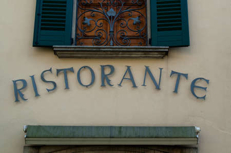 Beautiful Italian Restaurant sign (Ristorante) with room for your copy space underneath if needed..のeditorial素材