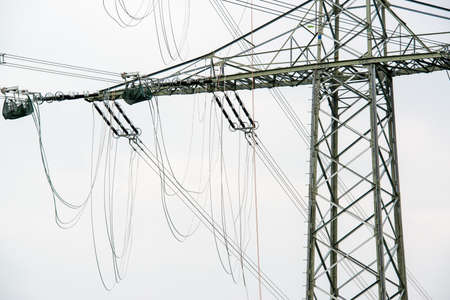 high voltage power pole construction works