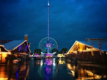 Rainy evening on the Stuttgart Wasen Festivalのeditorial素材