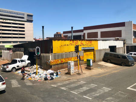 A scrap dealer is housing its garbage on the streets of Johannesburg, South Africa