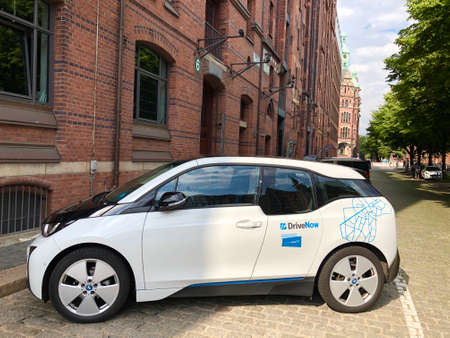BMW i3 electric car of car sharing company DriveNowのeditorial素材