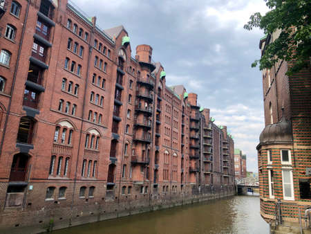 Old warehouse district (Speicherstadt) in Hamburgの写真素材
