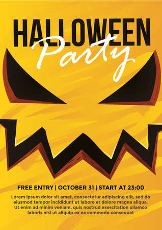 Halloween flyer pumpink. Party Invitation. Vector Illustration. Place for your text.のイラスト素材