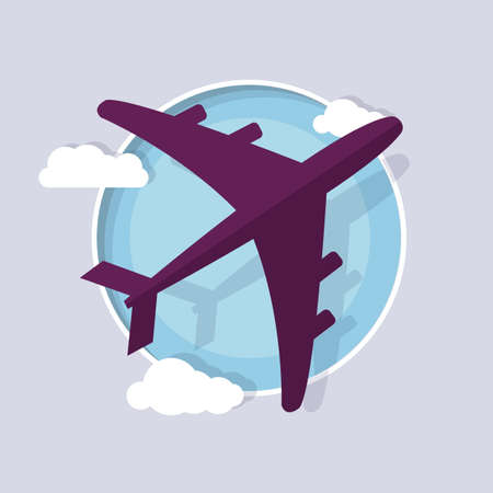 Illustration of an airplane in the sky. のイラスト素材