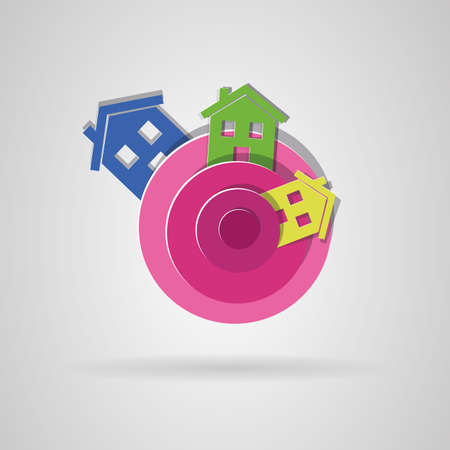 Design colorful houses with 3d effect. vector imageのイラスト素材