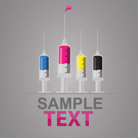Syringes with CMYK colors for printing. vector imageのイラスト素材