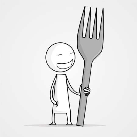 People with fork in hand. vector imageのイラスト素材