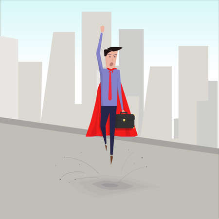 Superbusinessman peeling. The winner. vector imageのイラスト素材