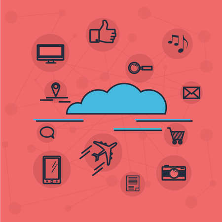 Interconnected technological objects in the cloud.