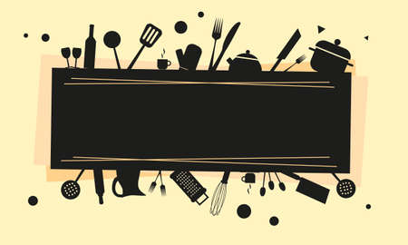 Background with kitchen utensils. vector imageのイラスト素材