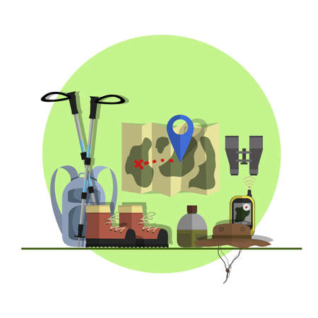 Items needed for a day of hikingのイラスト素材