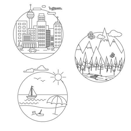 Different places to go on vacation.のイラスト素材