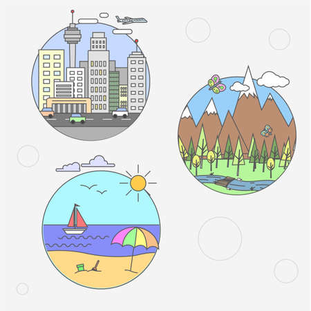 Different places to go on vacation.のイラスト素材