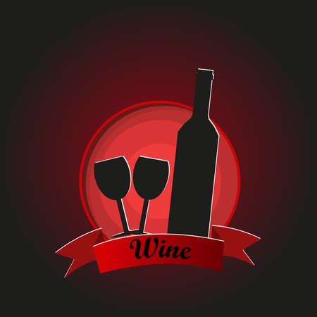 Bottle and glasses of wine. vector imageのイラスト素材