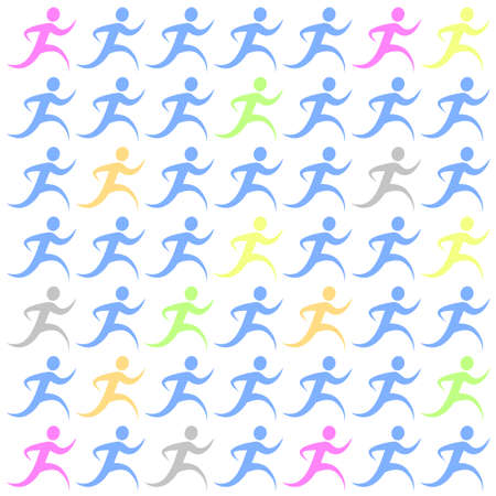 Silhouette pattern with runners in different colors.のイラスト素材