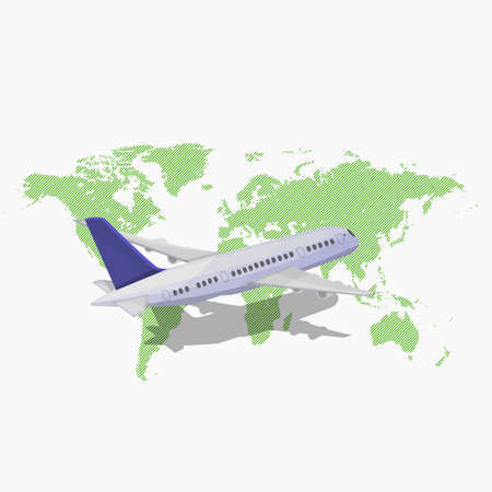 AviÃ³n volando sobre el mapa de color verde.のイラスト素材