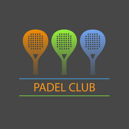 Three paddle rackets in blue, green and orange formingのイラスト素材