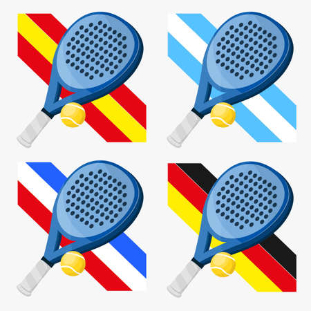 Paddle rackets with flags of countriesのイラスト素材