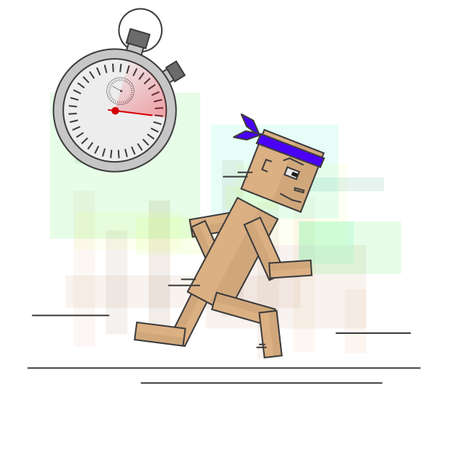 Runner calculating their time in training. Image in vector formatのイラスト素材
